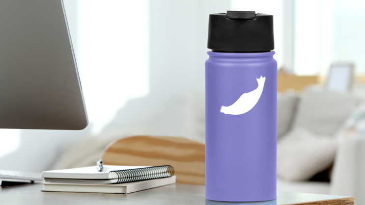 Lovely Walrus Sticker on a Water Bottle (New) example
