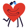 Lovers Character Merged Into One Big Red Heart Sticker