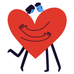 Lovers Character Merged Into One Big Red Heart Sticker