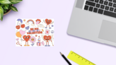 Lovey Valentines Day Sticker Sheet on a Desk (New) example
