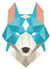Low Poly Blue Wolf Sticker