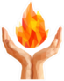Low Poly Hands Holding Flame Sticker