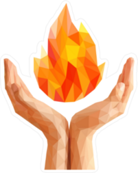 Low Poly Hands Holding Flame Sticker