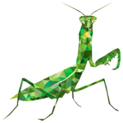 Low Poly Mantis, Praying Mantis Triangles Sticker