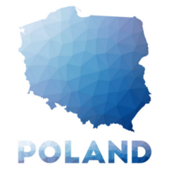 Low Poly Map Of Poland Blue Geometric Sticker