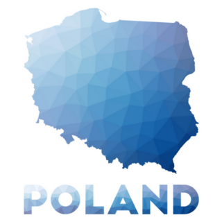 Low Poly Map Of Poland Blue Geometric Sticker