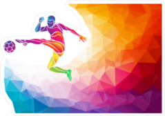 Low Poly Rainbow Wave Soccer Player Sticker