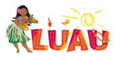 Luau Party Banner With A Hula Dancer Sticker