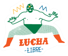 Lucha Libre Mexican Traditional Wrestling Cartoon Sticker