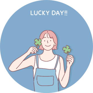 Lucky Day Girl Holding Clover Sticker