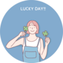 Lucky Day Girl Holding Clover Sticker