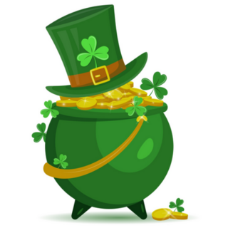 Lucky Pot of Gold with Leprechaun Hat Sticker