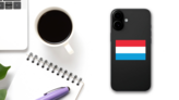 Luxembourg Country Flag Sticker on a Phone (New) example