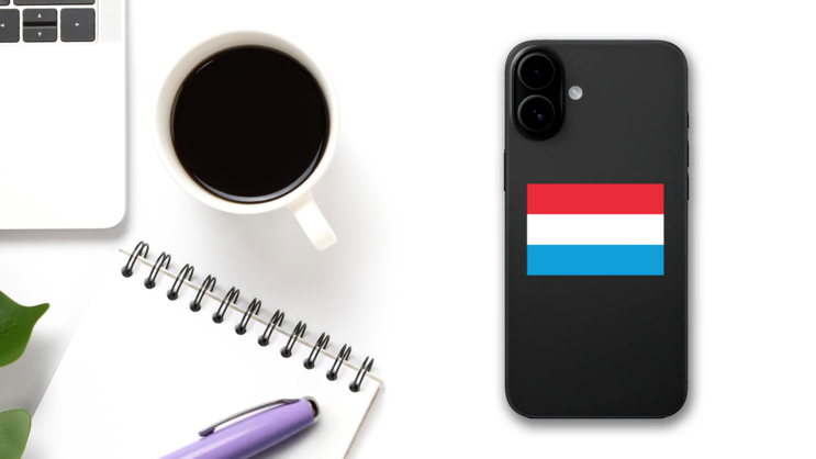 Luxembourg Country Flag Sticker on a Phone (New) example