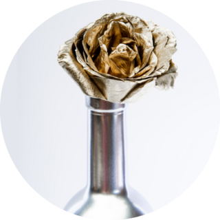 Luxury Wine Metallic Steel Bottle Floral Sticker