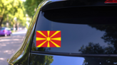 Macedonia Flag Sticker on a Rear Car Window (New) example