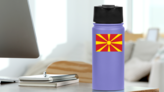 Macedonia Flag Sticker on a Water Bottle (New) example