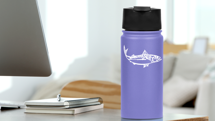 Mackerel Fish Fishing Sticker on a Water Bottle (New) example