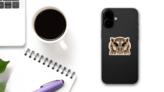 Macro Photography Owl Sticker on a Phone (New) example