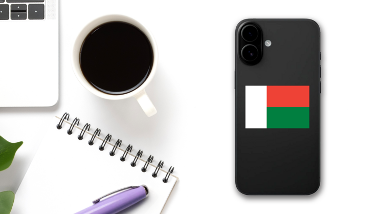 Madagascar Flag Sticker on a Phone (New) example