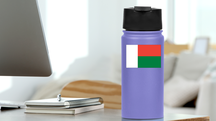 Madagascar Flag Sticker on a Water Bottle (New) example