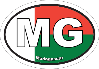 Madagascar Mg Flag Oval Sticker
