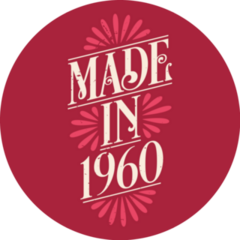 Made In 1960 Vintage Bright Red Sticker