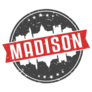 Madison Wisconsin Round Travel Stamp Sticker