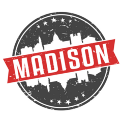 Madison Wisconsin Round Travel Stamp Sticker