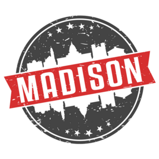 Madison Wisconsin Round Travel Stamp Sticker