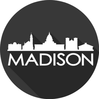 Madison Wisconsin Skyline Silhouette Lettering Sticker