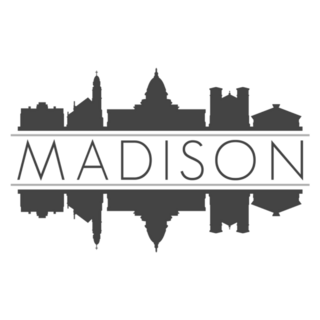 Madison Wisconsin Usa Skyline Mirror Silhouette Sticker