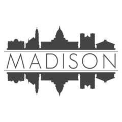 Madison Wisconsin Usa Skyline Mirror Silhouette Sticker
