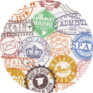 Madrid Spain Passport Stamp Design Sticker