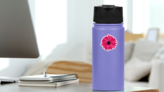 Magenta Gerbera Daisy Sticker on a Water Bottle (New) example