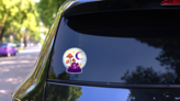 Magic Glass Ball With Mushrooms Sticker on a Rear Car Window (New) example