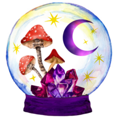 Magic Glass Ball With Mushrooms Sticker