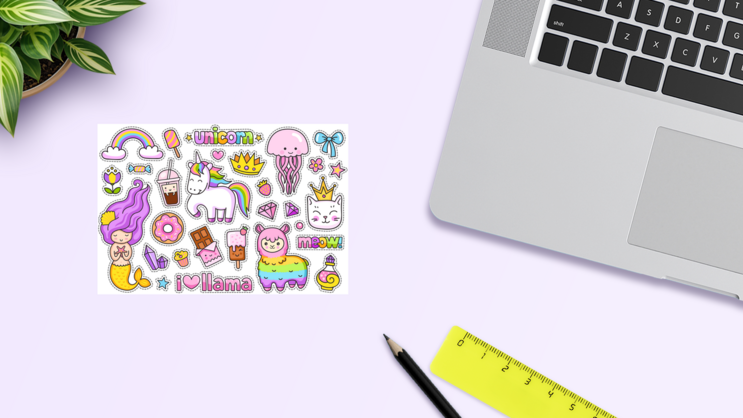 Magic Hawaii Sticker Sheet on a Desk (New) example