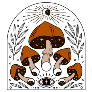 Magic Mushrooms And Moon Phases Esoteric Sticker