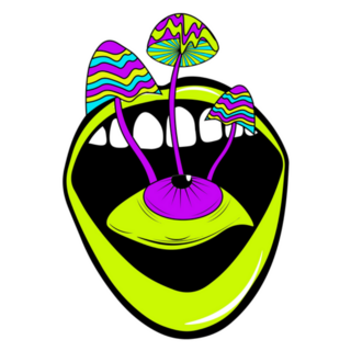 Magic Mushrooms Psychedelic Mushrooms In Mouth Sticker