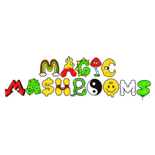 Magic Mushrooms Trippy Lettering Illustrations Sticker
