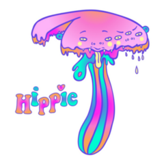 Magic Mushrooms With Face Hippie Lettering Sticker