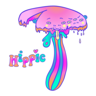 Magic Mushrooms With Face Hippie Lettering Sticker