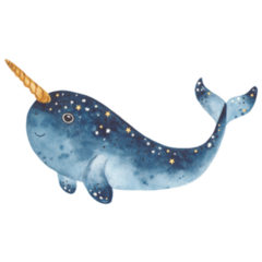 Magic Narwhal Watercolor Sticker