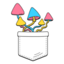 Magic Psilocybin Mushrooms Grow In Pocket Cartoon Sticker