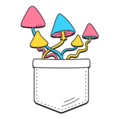 Magic Psilocybin Mushrooms Grow In Pocket Cartoon Sticker