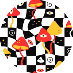 Magic Trippy Mushrooms With Eyeballs Sticker