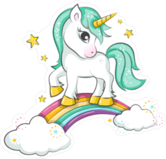 Magical Unicorn on Rainbow Sticker