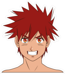 Magna Anime Boy With Red Spiky Hair Sticker