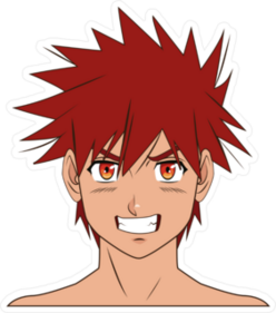 Magna Anime Boy With Red Spiky Hair Sticker